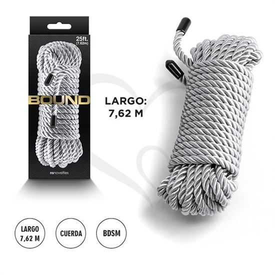 Soga para bdsm color plata de 7,62m